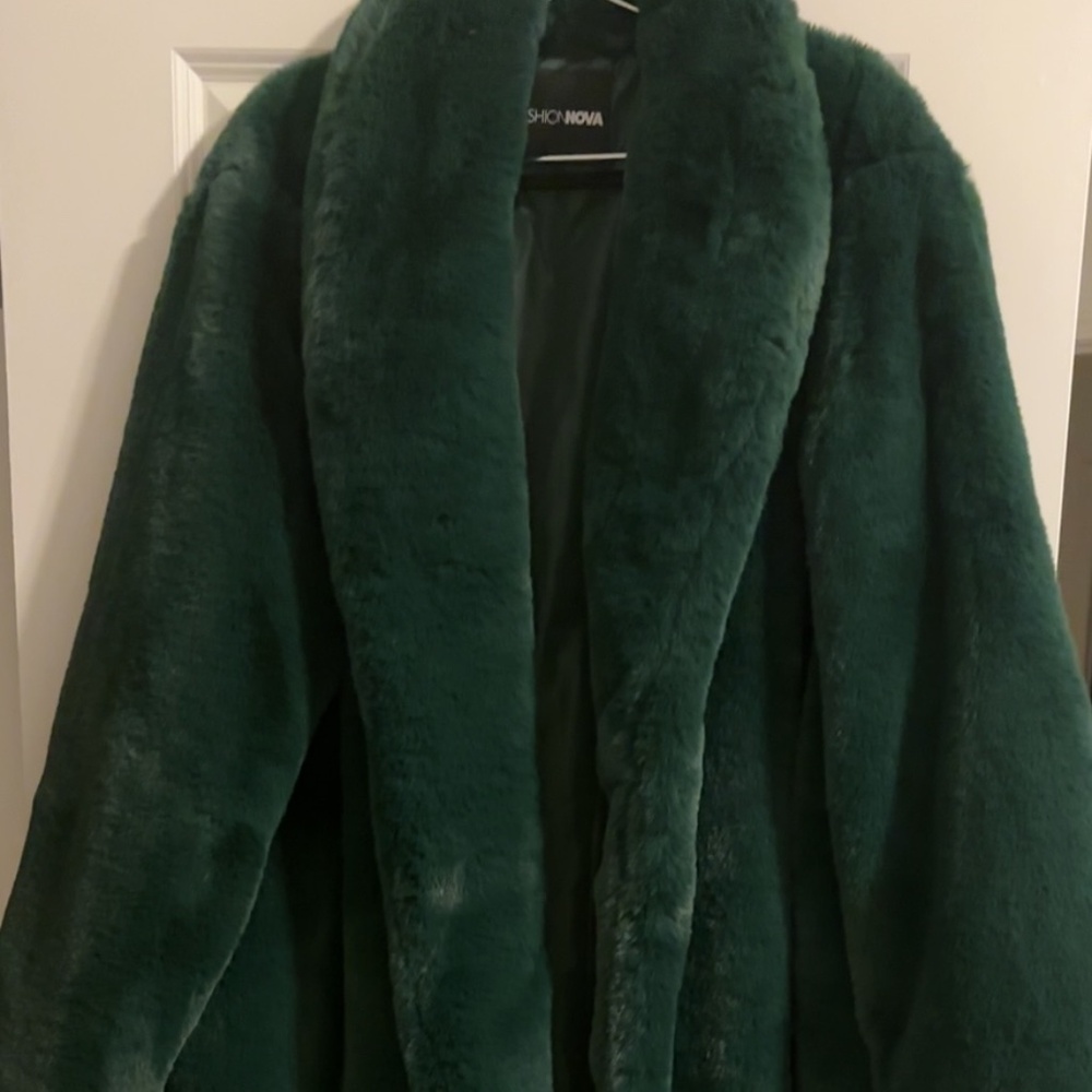 Faux Fur Winter Green Coat